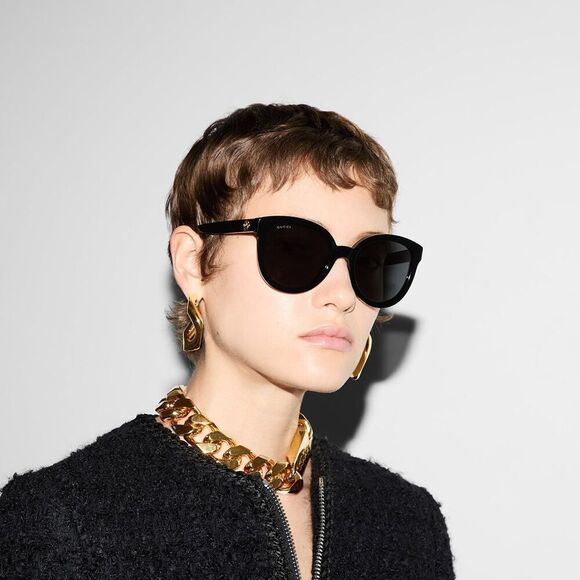 NEW Gucci Sunglasses GG1315S 002 Shiny Black/Grey Polarized Women Authentic